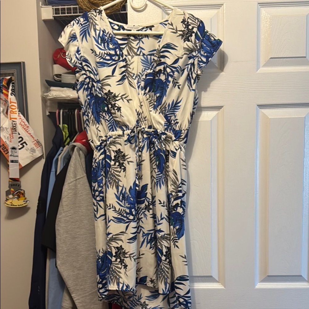41 Hawthorn Blue and White High Low Dress. EUC